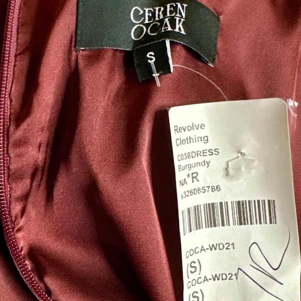 Ceren Ocak Satin Dress in Burgundy Small New Womens Long Maxi Gown Brown - Image 9