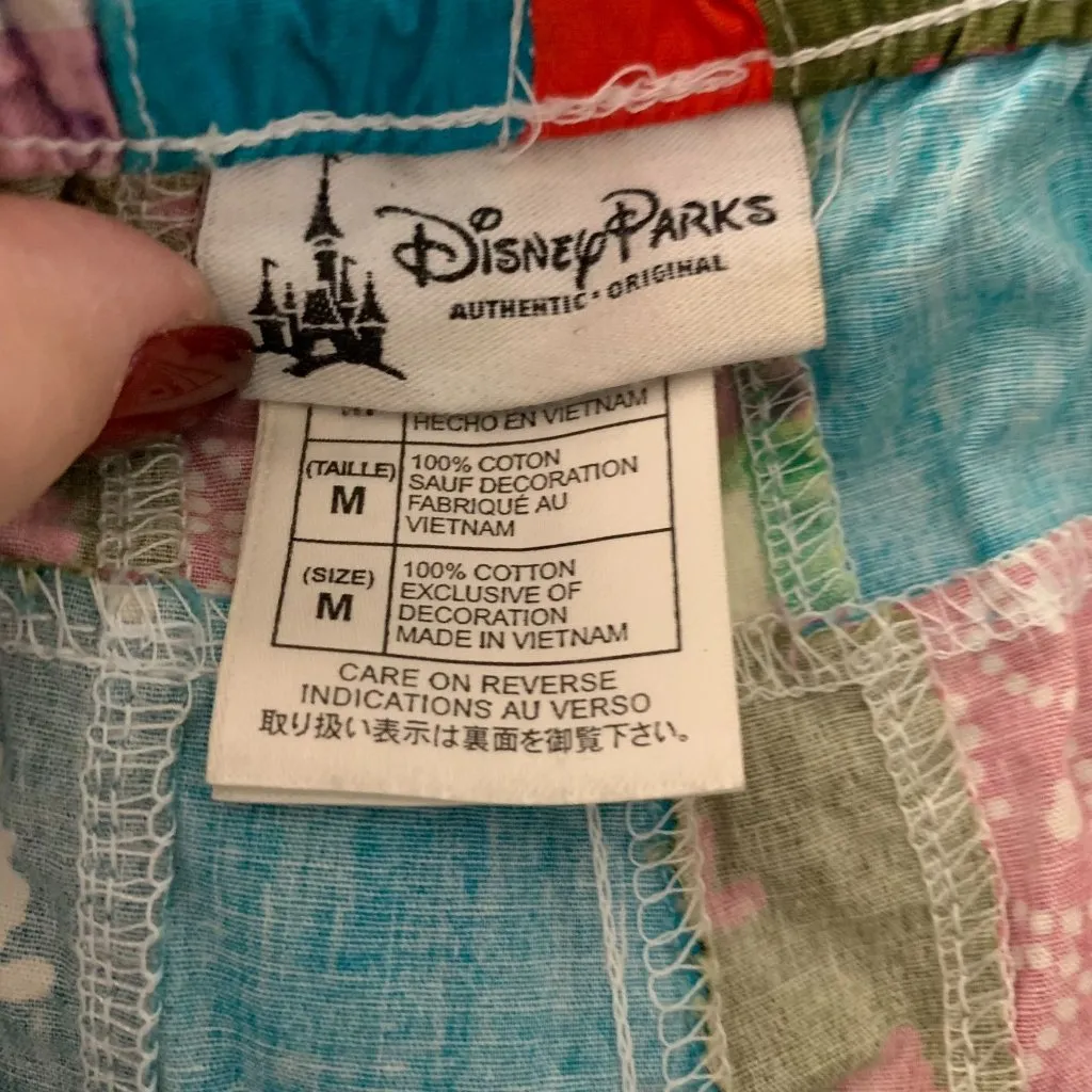 Disney Parks Mickey Mouse Lounge Pants M Multicolored Patchwork Elastic Waist - Image 5