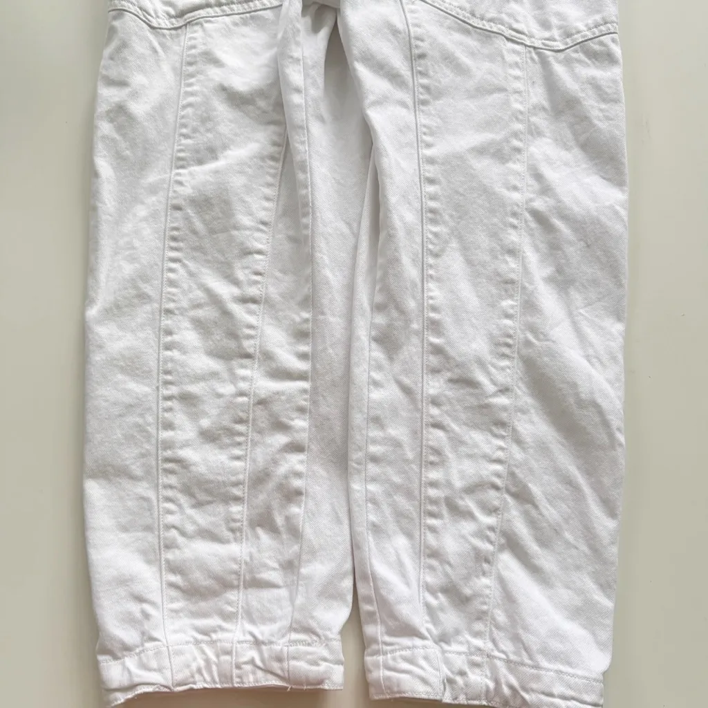 Free People High Roller White Denim Jumpsuit size Small - Image 5