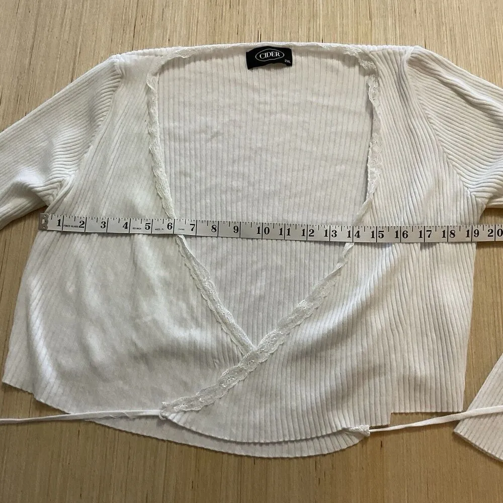 cider women's clothing 2XL V-NECK Wrap TIE TOP Plus Size Long Sleeve - Image 3