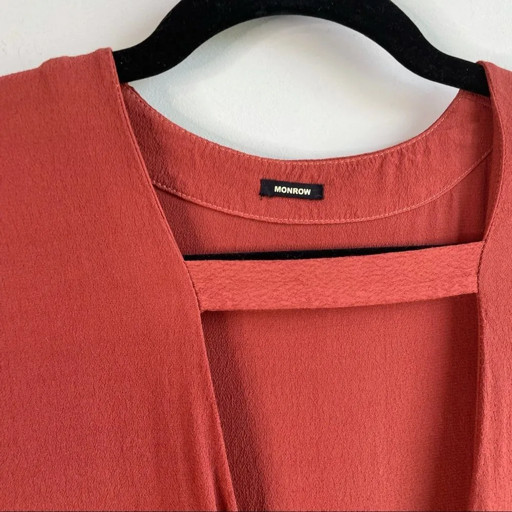 Monrow burnt‎ orange long sleeve blouse size large - Image 4