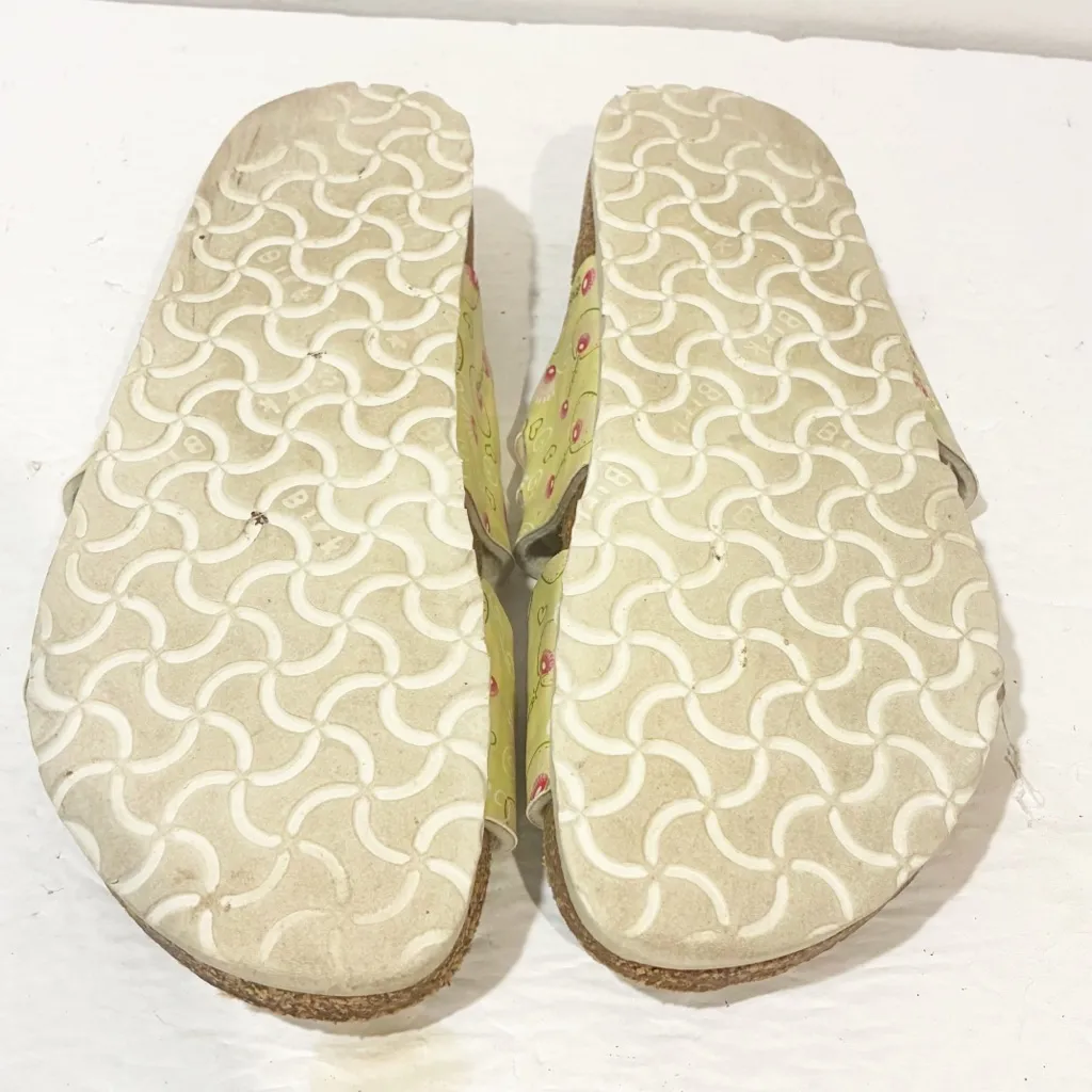 Birkenstock Birkis Yellow Floral Double‎ Strap Size 8 Sandal - Image 5