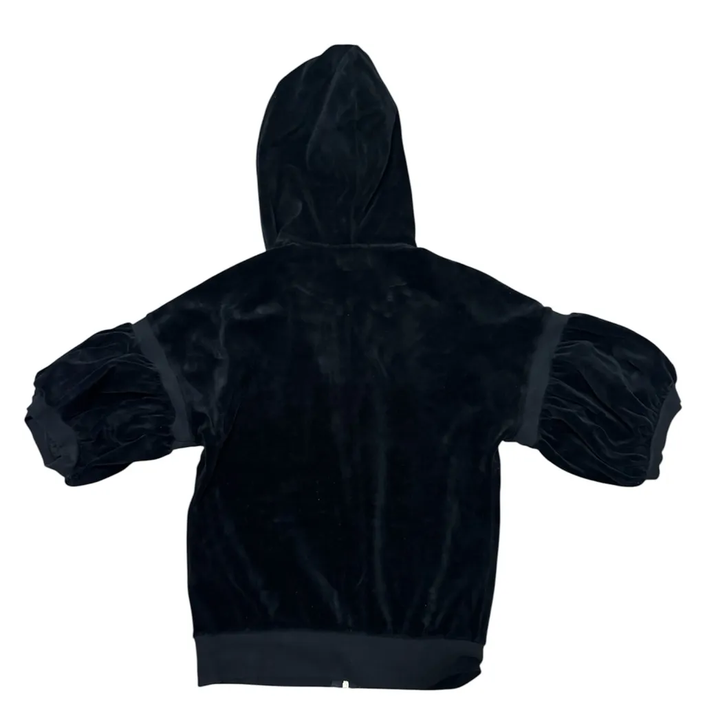 Vintage Y2K Juicy Couture Black Velour Puff Sleeve Zip Hoodie – Size S - Image 6