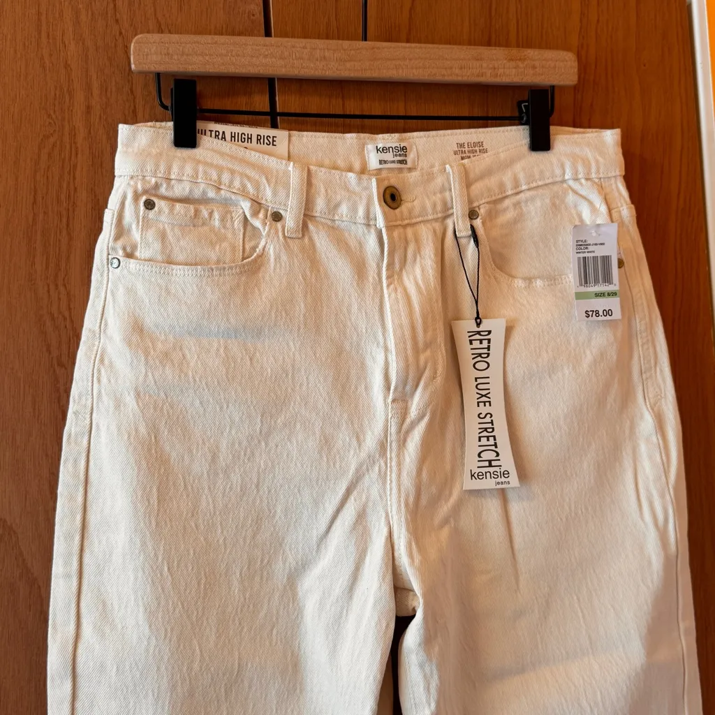 Kensie The Eloise White High Waisted Mom Jeans NWT Size 8/29 - Image 3