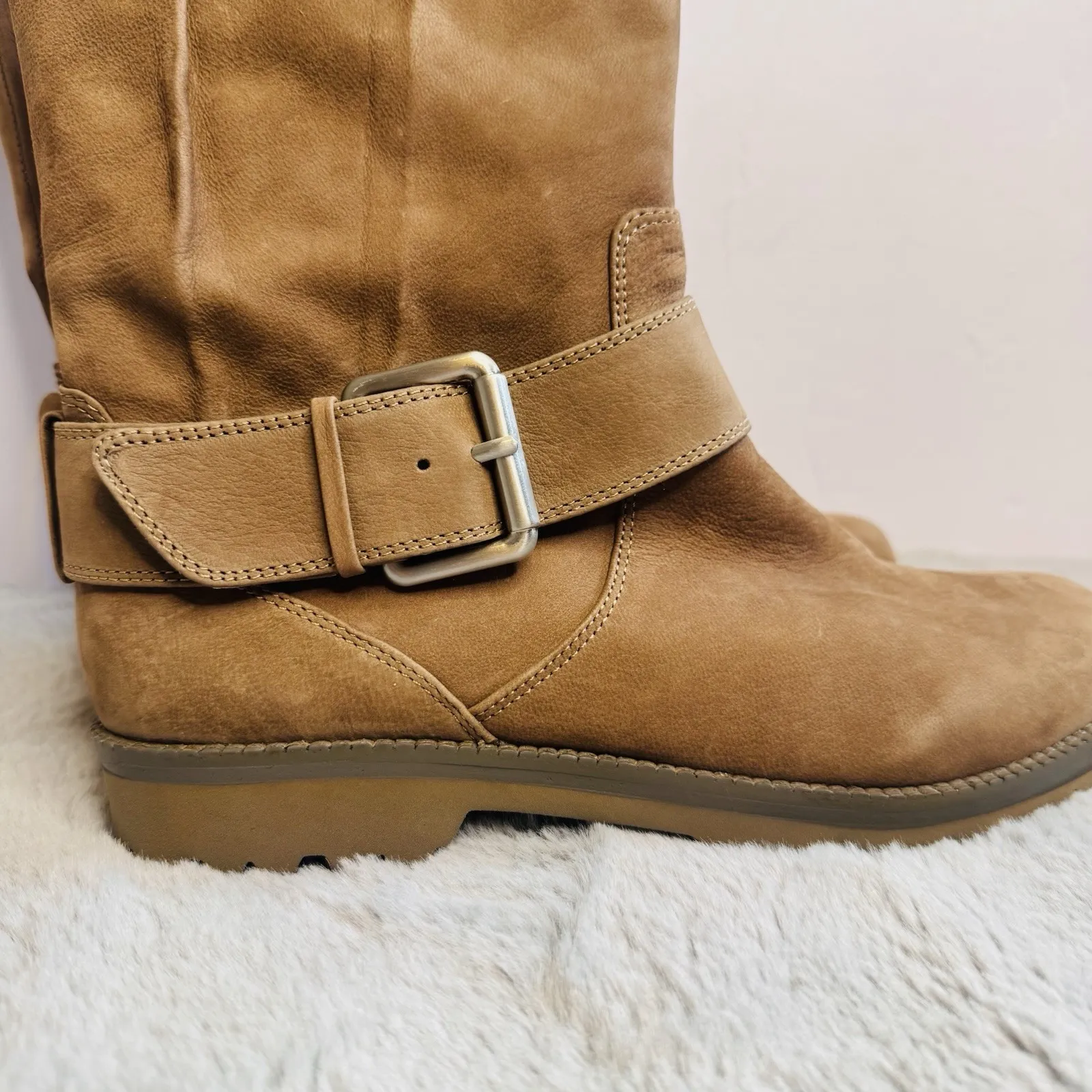 Gentle Souls by Kenneth Cole Women's Buckled Up Moto Boot Size‎ 7M Tan Brown - Image 8