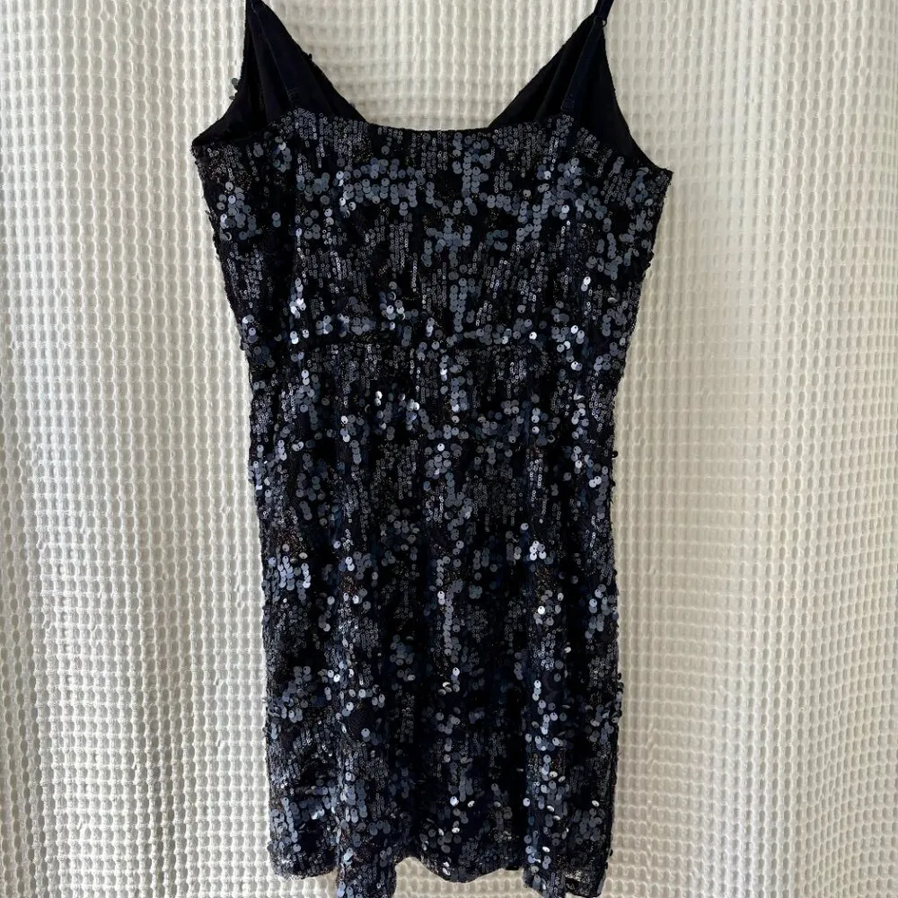 Express blue black sequined party dress size large going out fun sparkly - Image 2