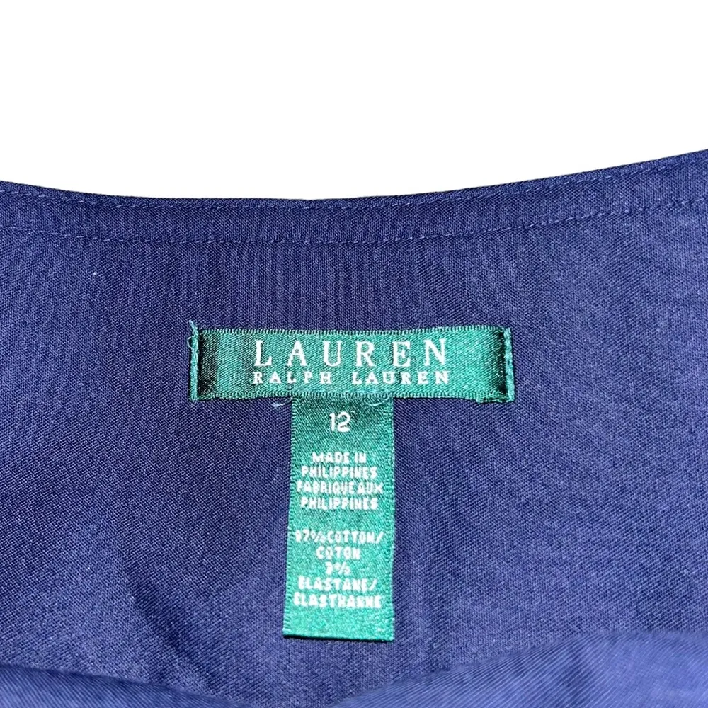 Navy Blue Ralph Lauren Designer Skirt Women’s Size 12 Gold Button Detailing! - Image 4