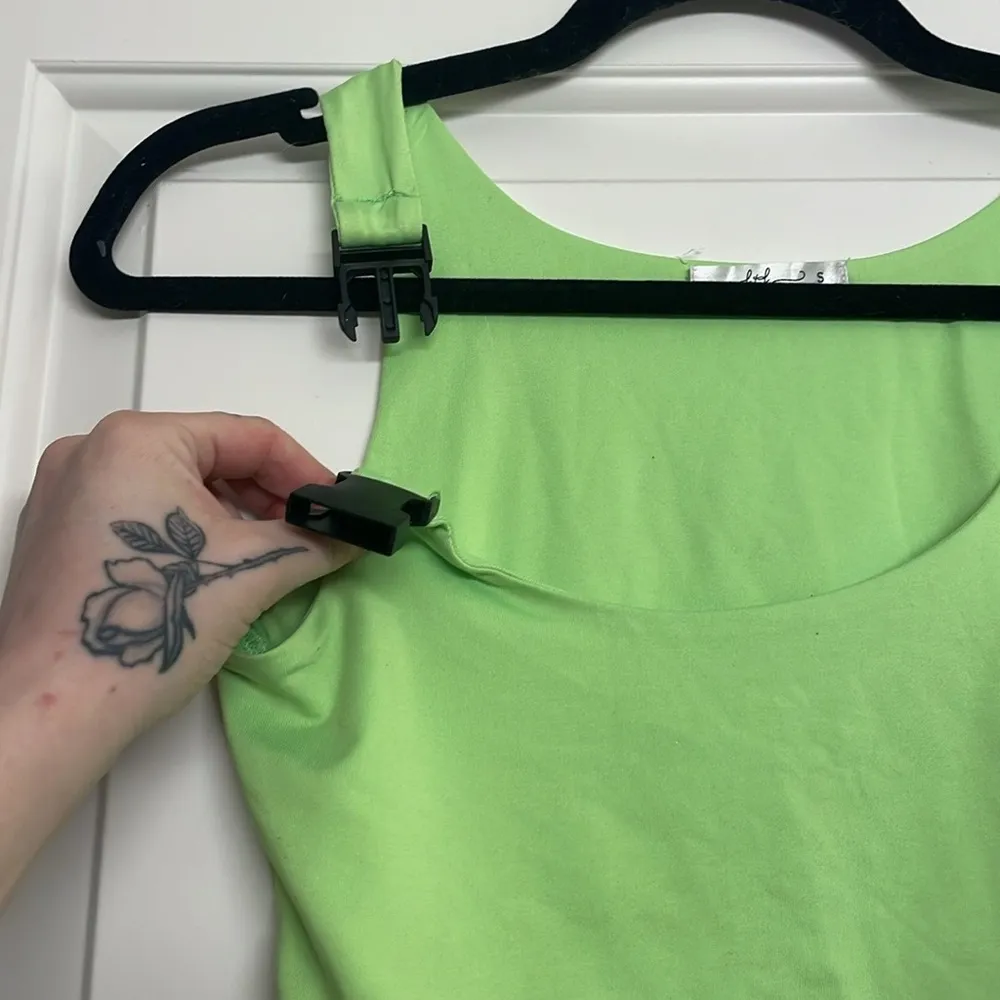 Neon Green Buckle Crop Top - Image 6
