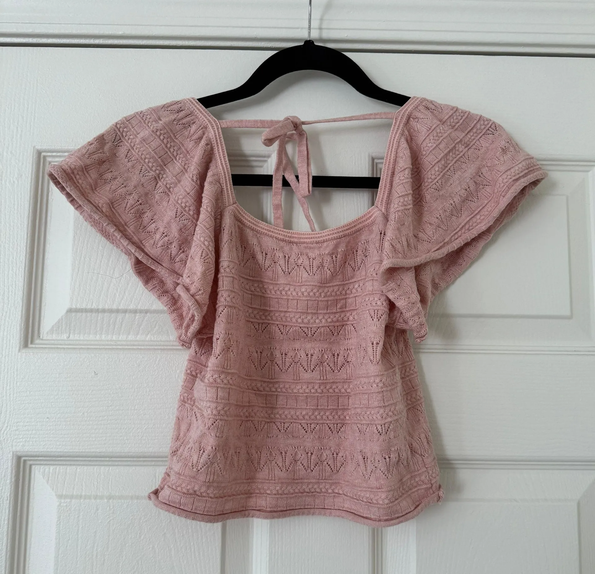 Pink Floral Crochet Top - Image 3