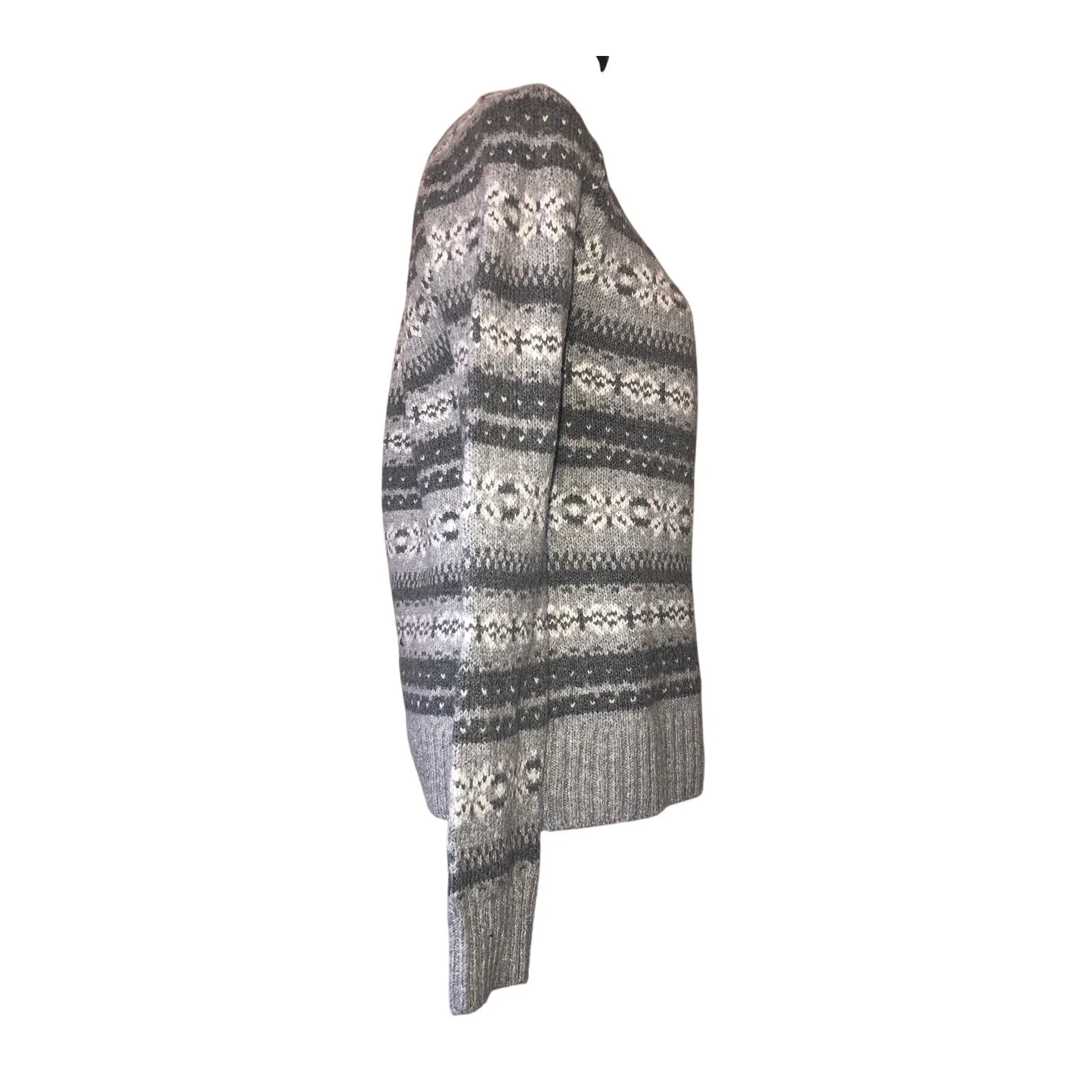 Fair Isle Sweater Gray Size S Abercrombie & Fitch Long Sleeve Round Neck Classic - Image 4