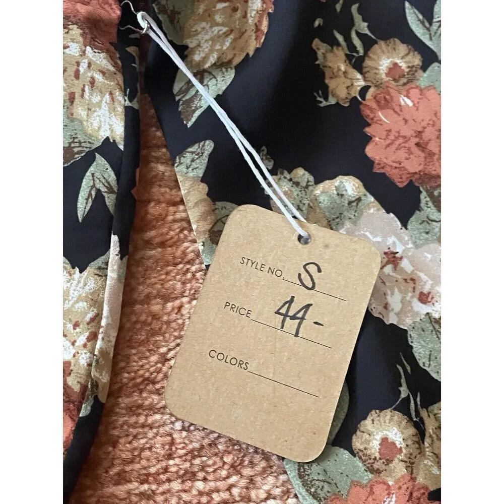 Cotton Candy La Floral Print Women’s lining long Sleeves Romper Size S New Black - Image 3