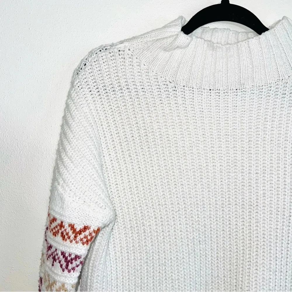 Maurices White Fair Isle Sleeve Mock Neck Oversized Tunic Sweater - Image 5