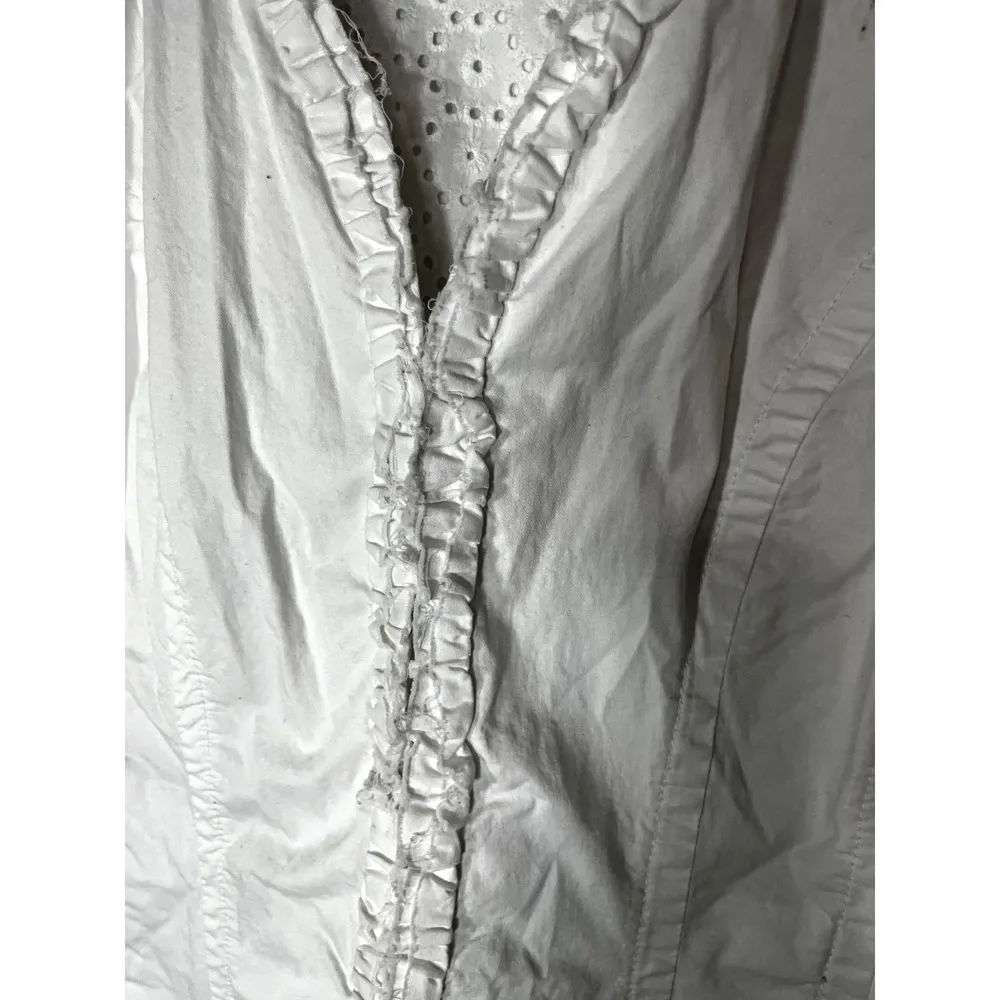 AMI Women’s White Cotton Jacket 1X eyelet cotton ruffle cottagecore prairie Size XL - Image 3