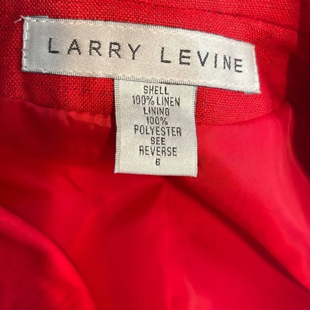 Larry Levine Womens Blazer Jacket Long Sleeve Linend Lined Pocket Red/Crimson S - Image 6