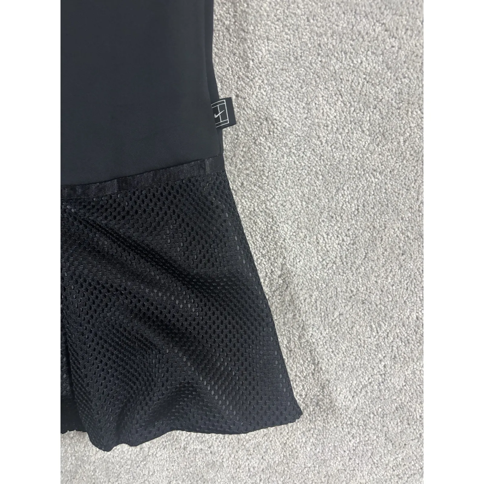 Women's Nike Court Black Pleated Tank Top Peplum Tennis‎ Pickleball - Image 2