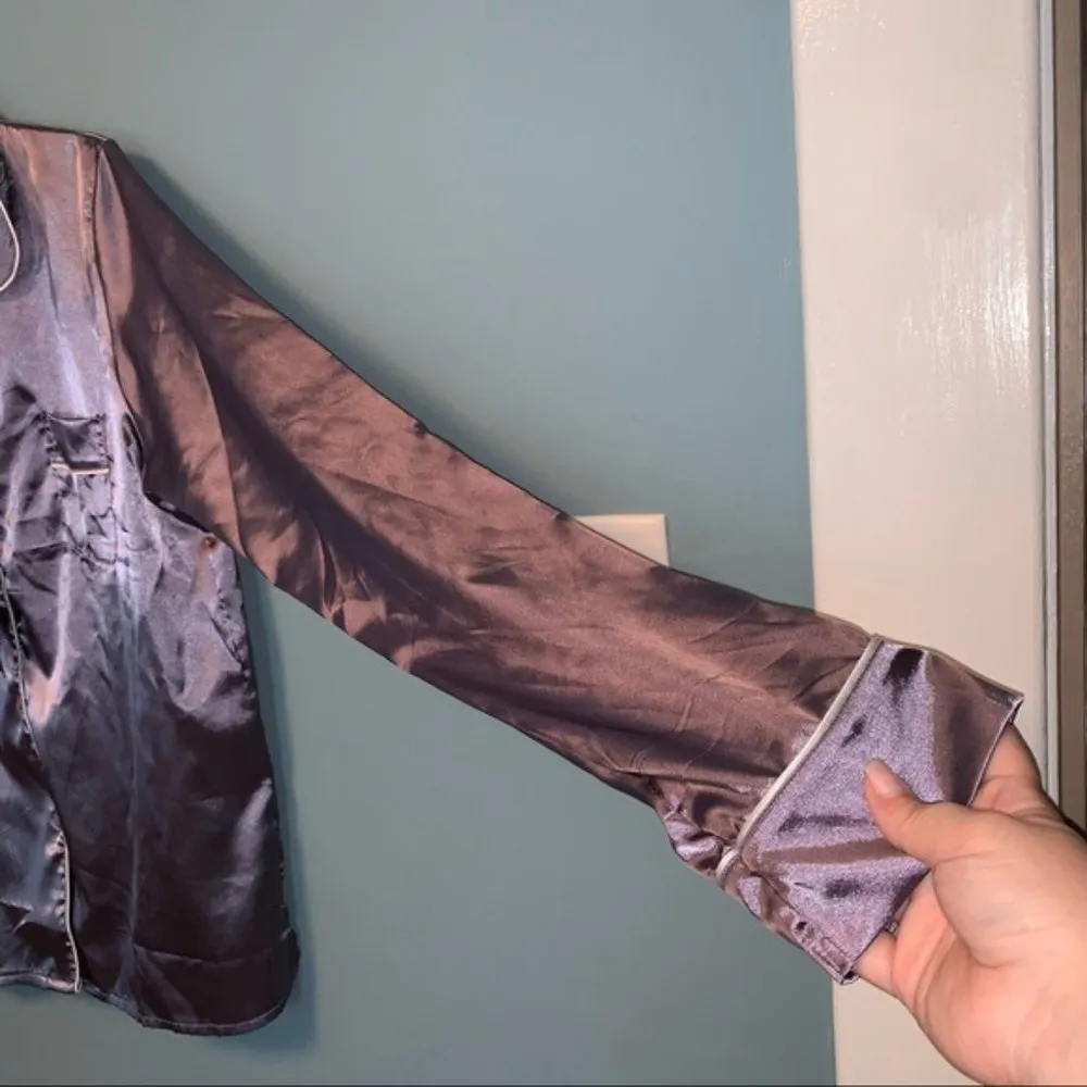 Be Wicked Lilac Satin Button Down Sleep Shirt Size 1X - Image 7