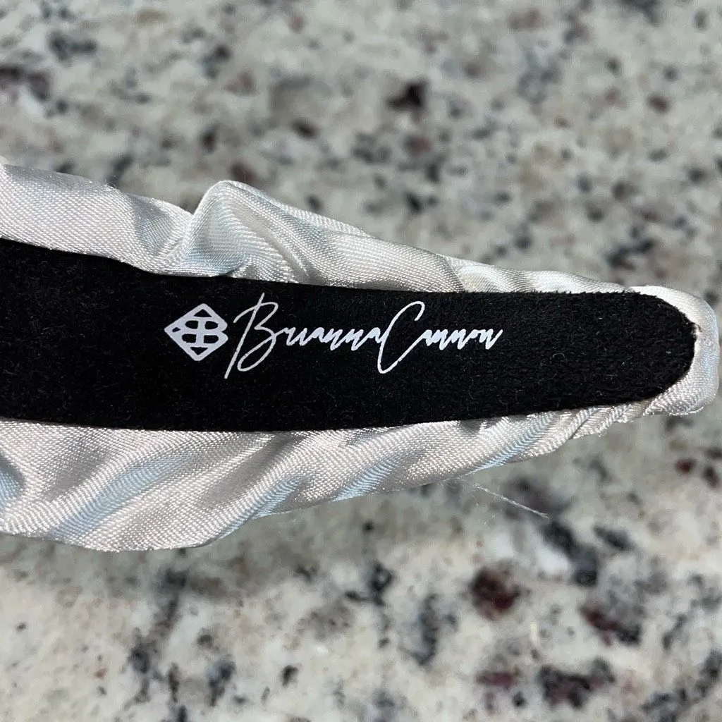 Brianna Cannon Satin/Silk Headband with Hand Sewn Beads Flowers‎ Feminine New White - Image 6