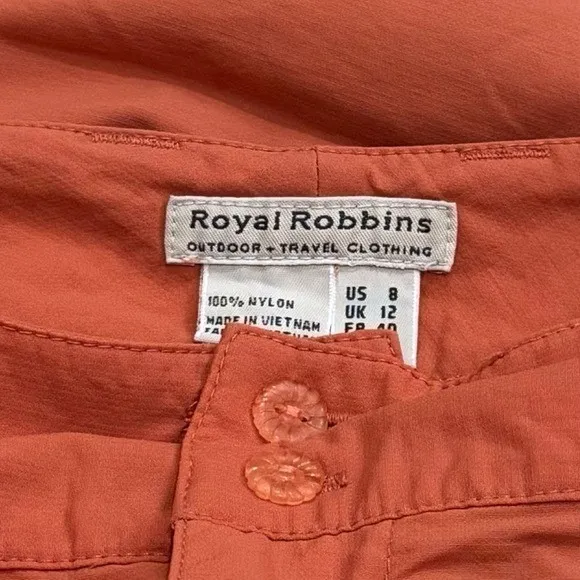 Royal Robbins Orange Nylon Utility Outdoor Hiking Crop Pants Women's Size 8 - Image 7