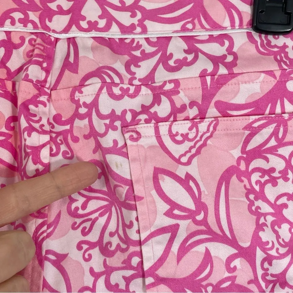 Lilly Pulitzer Vintage Pink Pants White Piping Detail‎ Floral Size 6 - Image 3