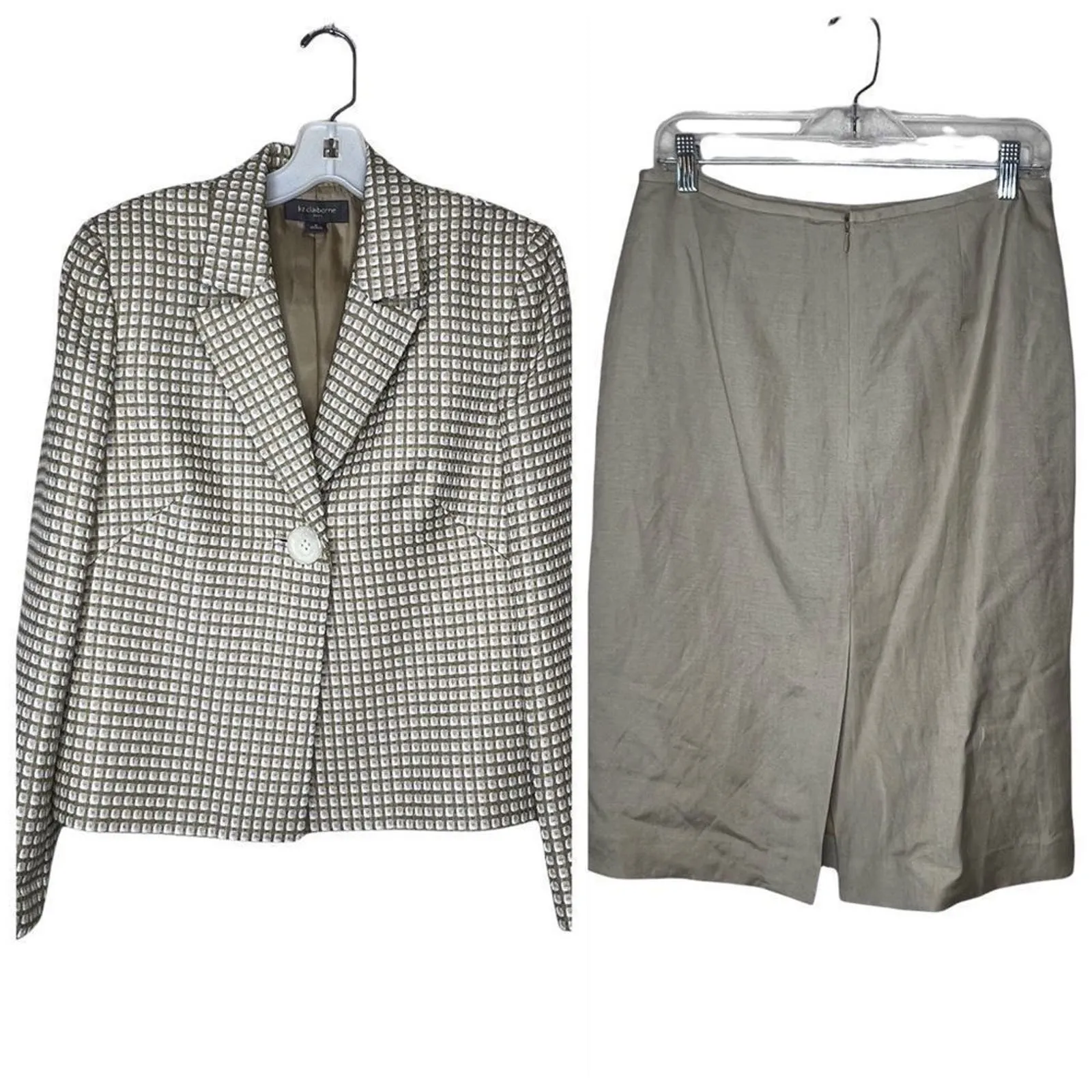 Vintage Liz Claiborne‎ Skirt Suit Set Tan Size 6 - Image 2