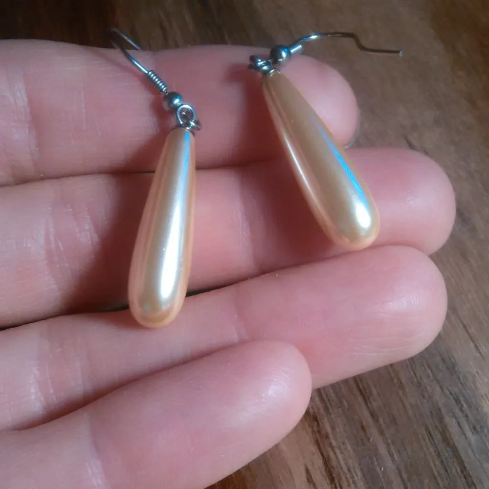 Golden Shell Pearl Stainless Steel Drop Earrings - Image 7