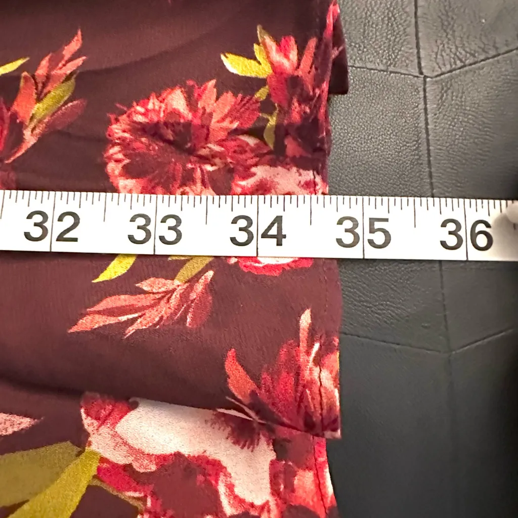 NWT White House Black Market Burgundy Floral Long Sleeve Dress - Image 12