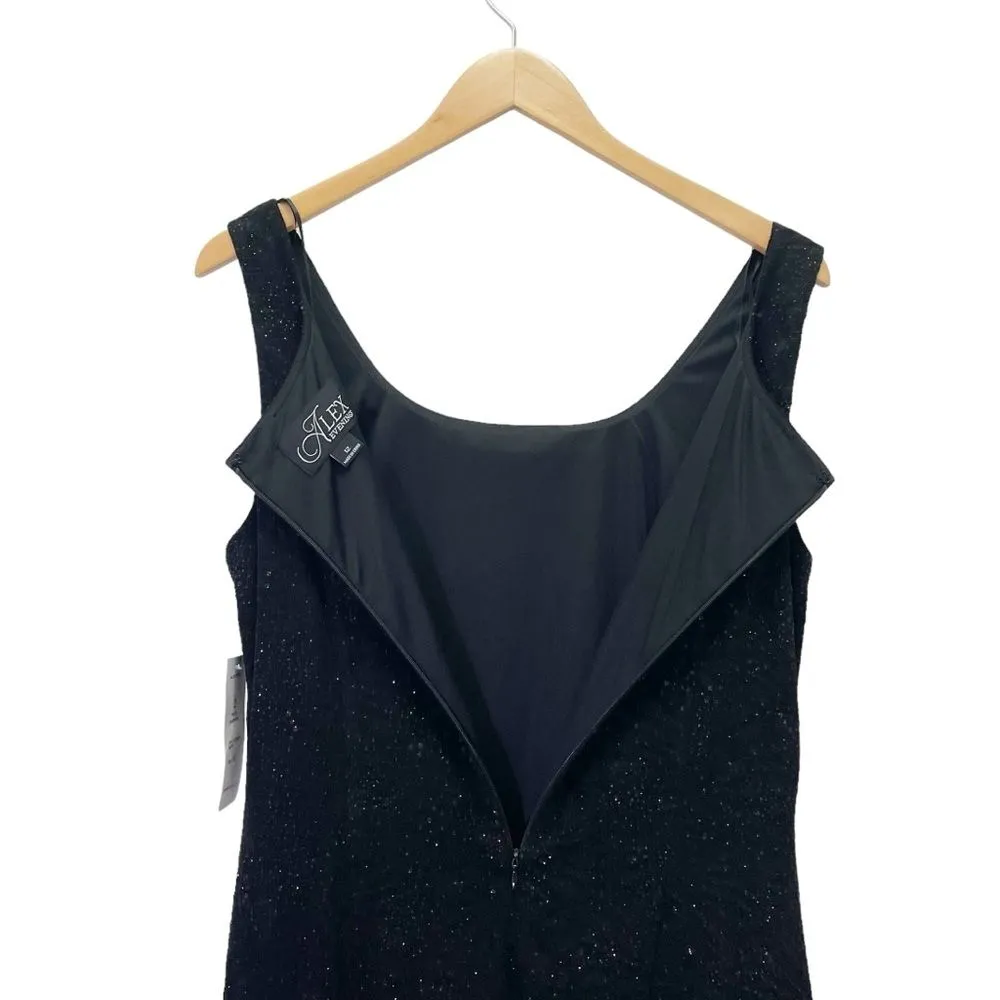 NWT Alex Evenings Midi Length Jacket Scoop Neck Dress Set Black Sequin Size 12 - Image 10
