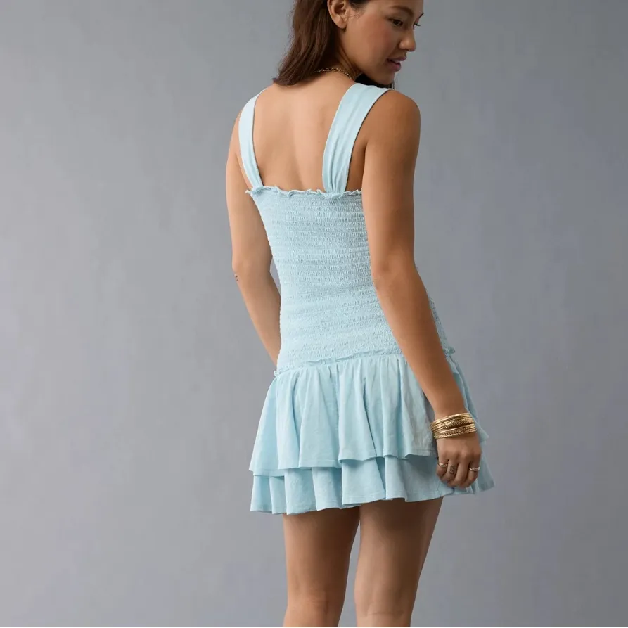 American Eagle Sunchaser Knit Smocked Drop Waist Mini Dress - Image 2