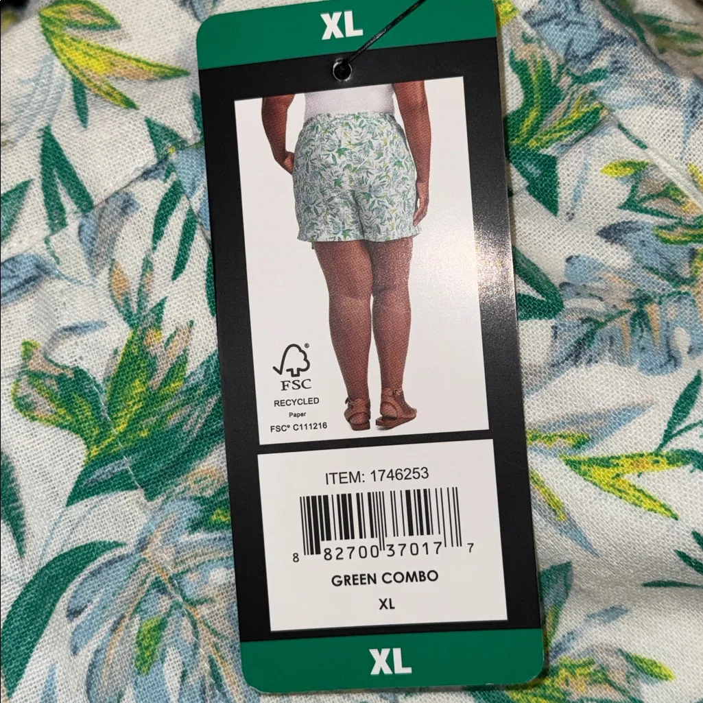 Ellen Tracy Linen Blend Skort Green Fern Print Women’s XL Extra Large - Image 7