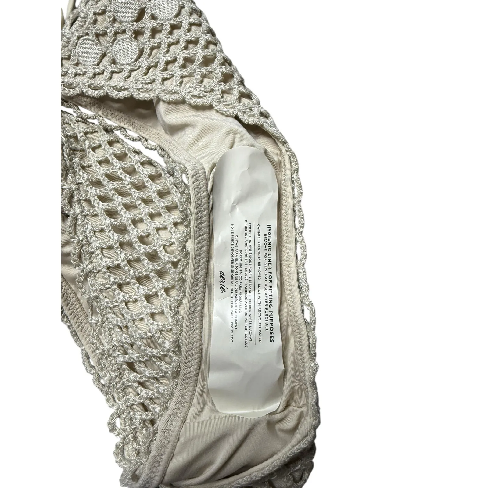 NWT Aerie The Sunbun Cloudweave Crochet Bikini Bottom Women S Cream Cottage Boho - Image 6