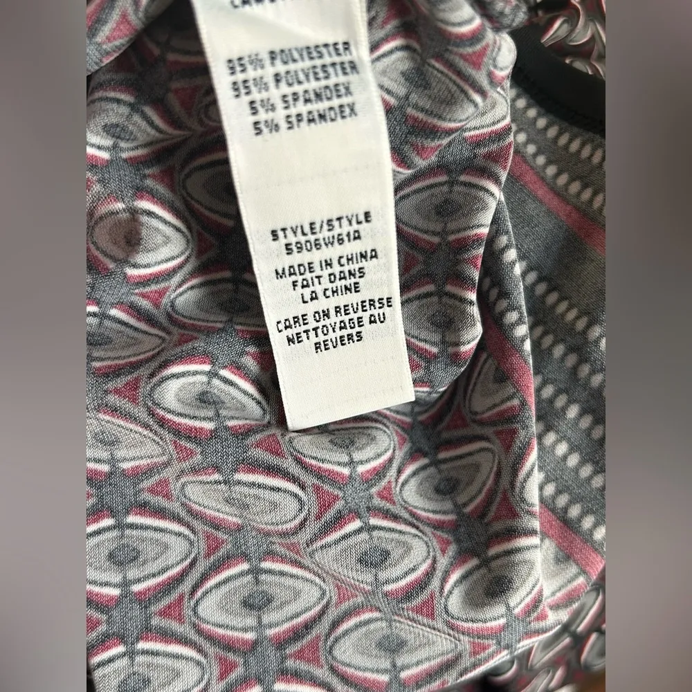 Argyle Geometric print black burgundy 3/4 sleeve classic style dress - Image 5