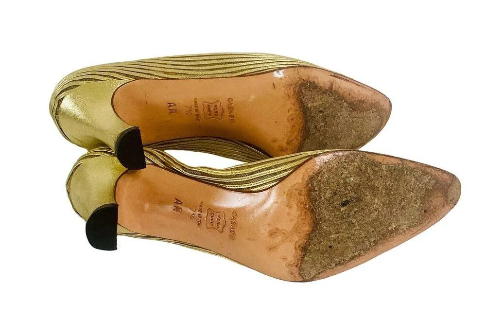 Vintage Casadei Gold Pumps - Image 7