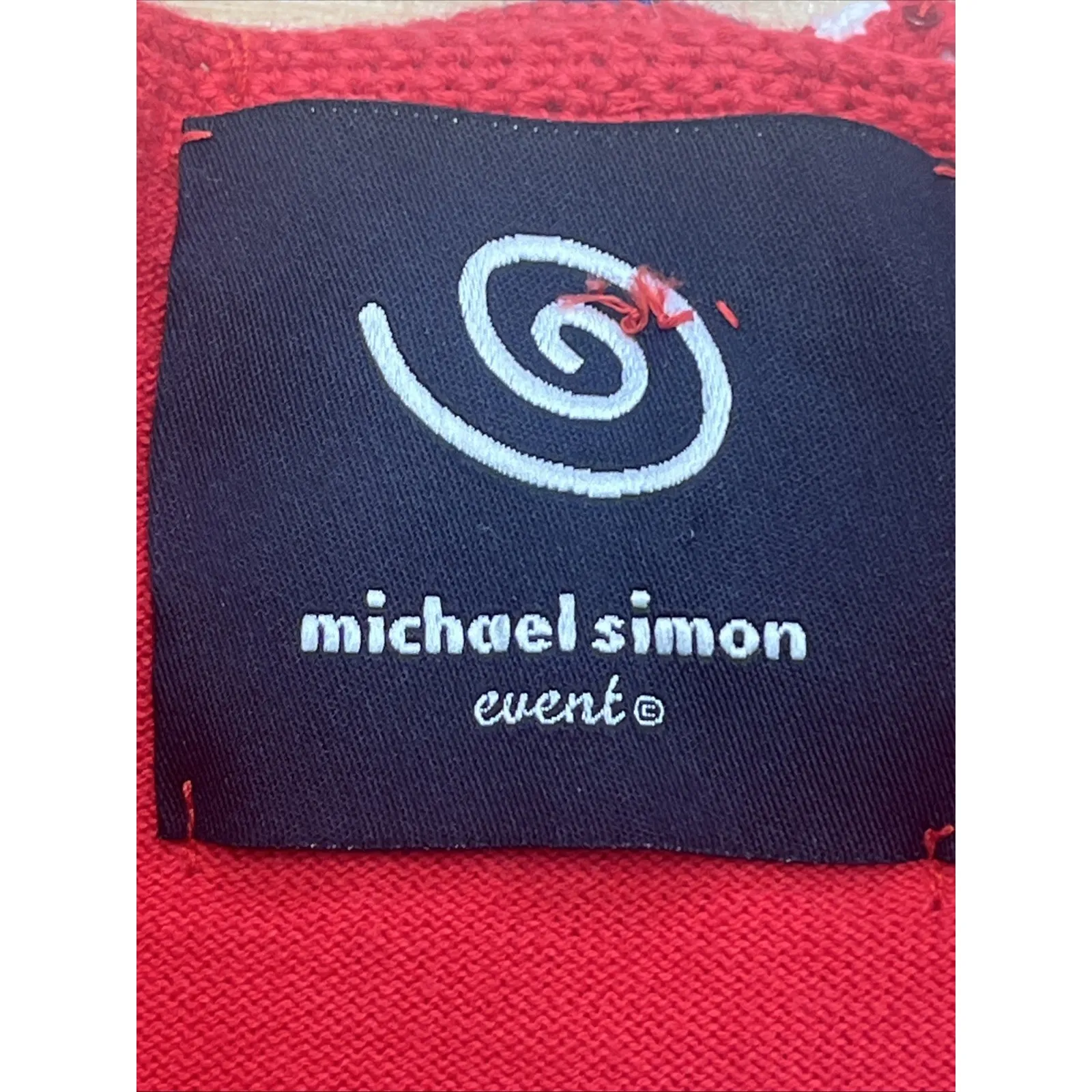 VTG Michael Simon Cardigan American Flag Embroidered Sequin Patriotic Sweater XL Red - Image 4