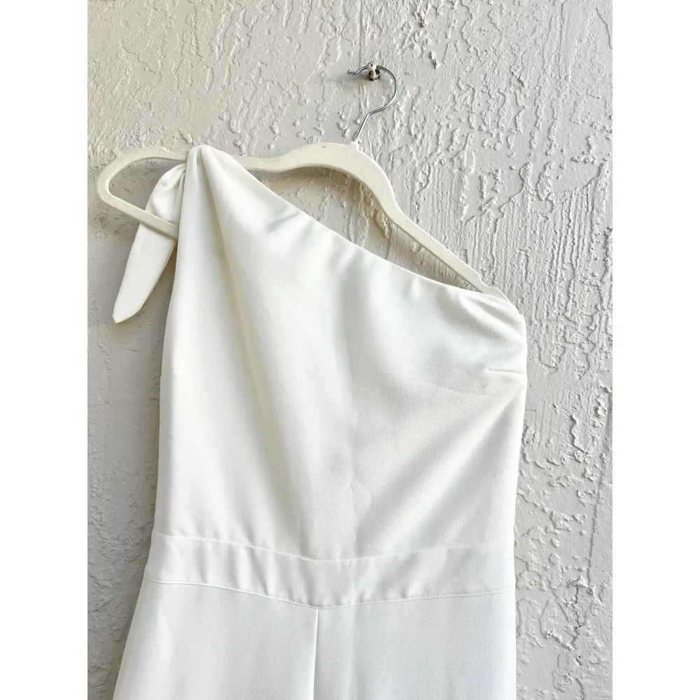 Karina Grimaldi  One Shoulder Asymmetrical Wide Leg Jumpsuit White Women's Medium - Image 2