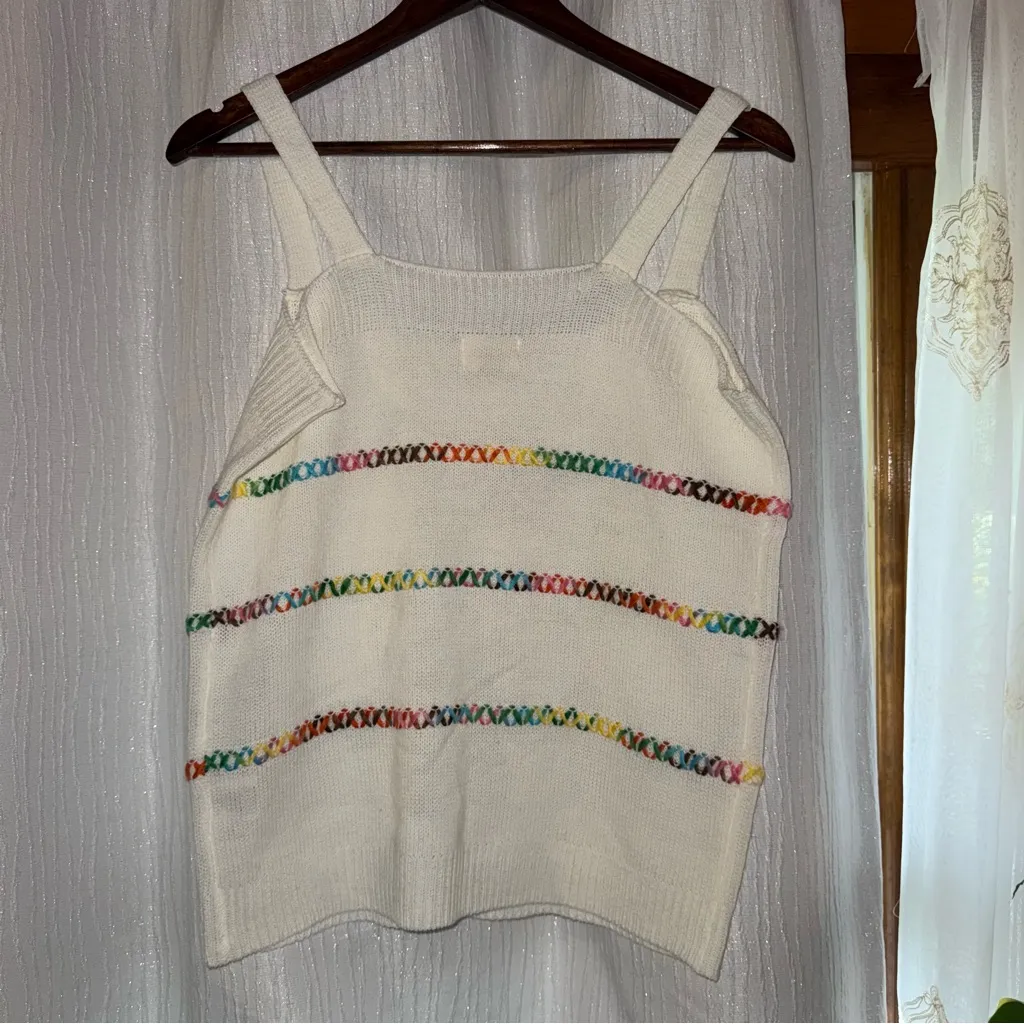 NWT BiBi Ivory Camisole with Multicolor Accents White Size M - Image 2