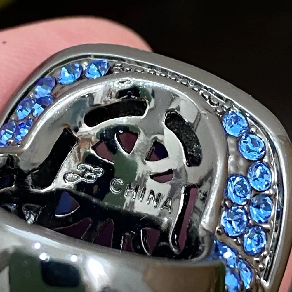 Joan Boyce Blue Stone Cushion Cut Pavé Statement Cocktail Ring Size 6 - Image 15