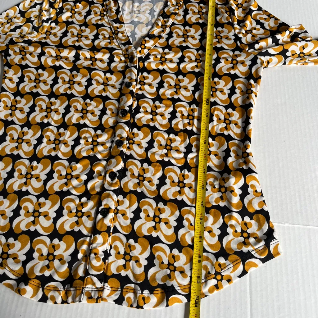 Philosophy Sz M Stretch Button Up Split V Neck Long Sleeves Shirt Blouse Top - Image 7