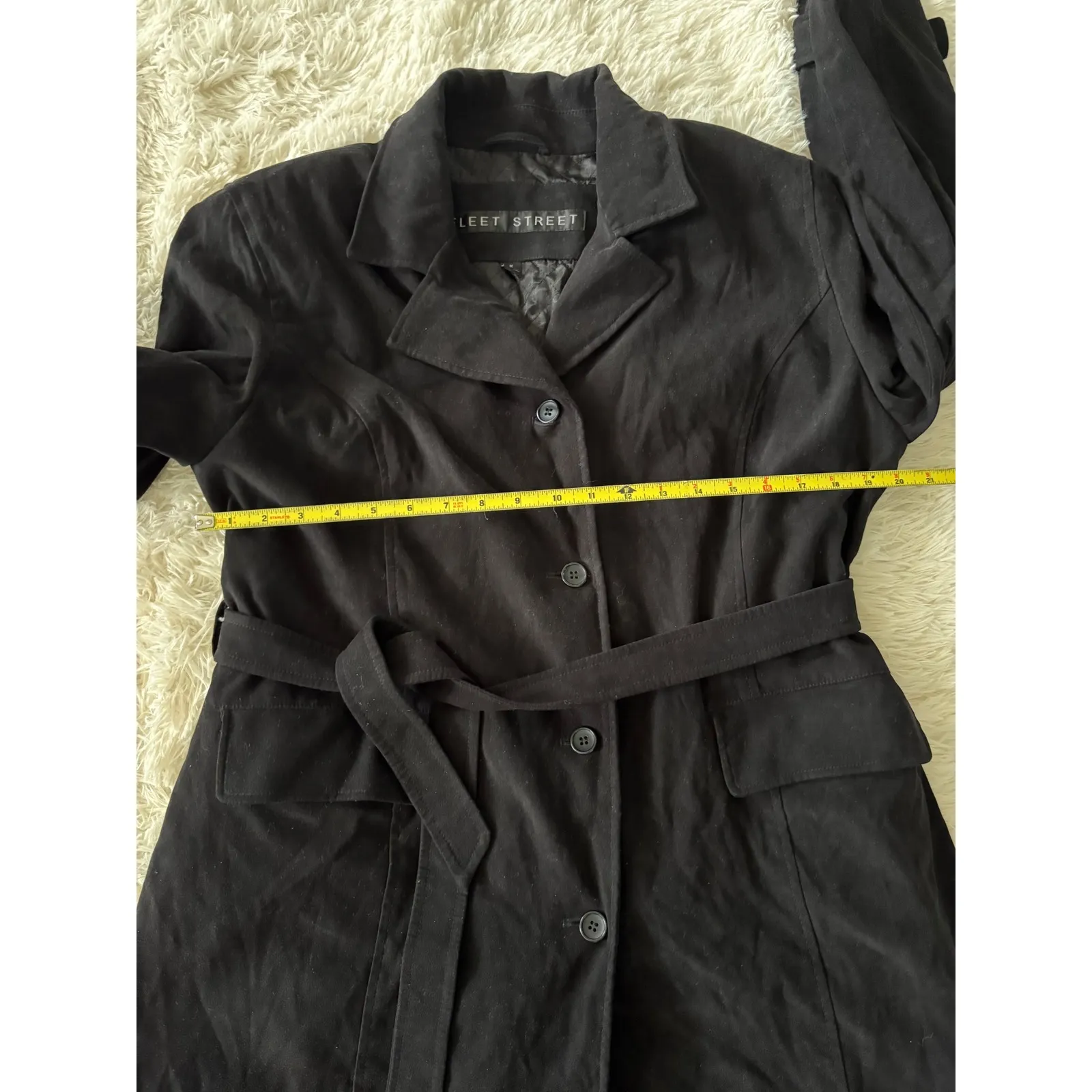 Fleet‎ Street Black Belted Trench Coat, Classic Career Wear, Women's Medium - Image 5