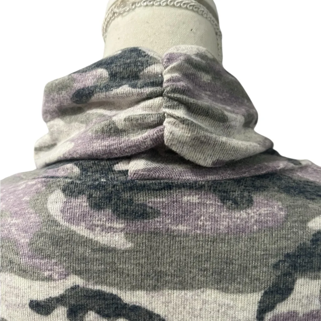 Susan Graver Weekend Camouflage Soft Knit Turtleneck Tunic Sweater Oversized S - Image 5