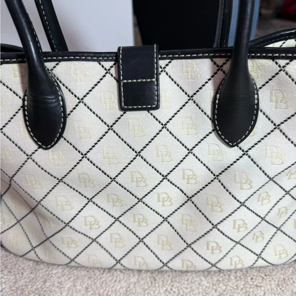 Dooney & Bourke  Black and Cream Logo Satchel with blue duck bag charm - Image 13