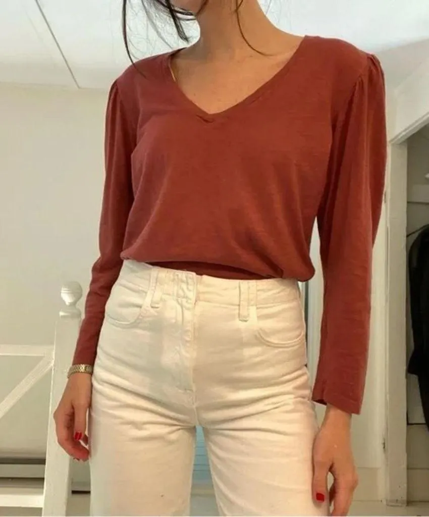 Sundry Cotton Puff Sleeve Top Size 1 Terracotta - Image 4