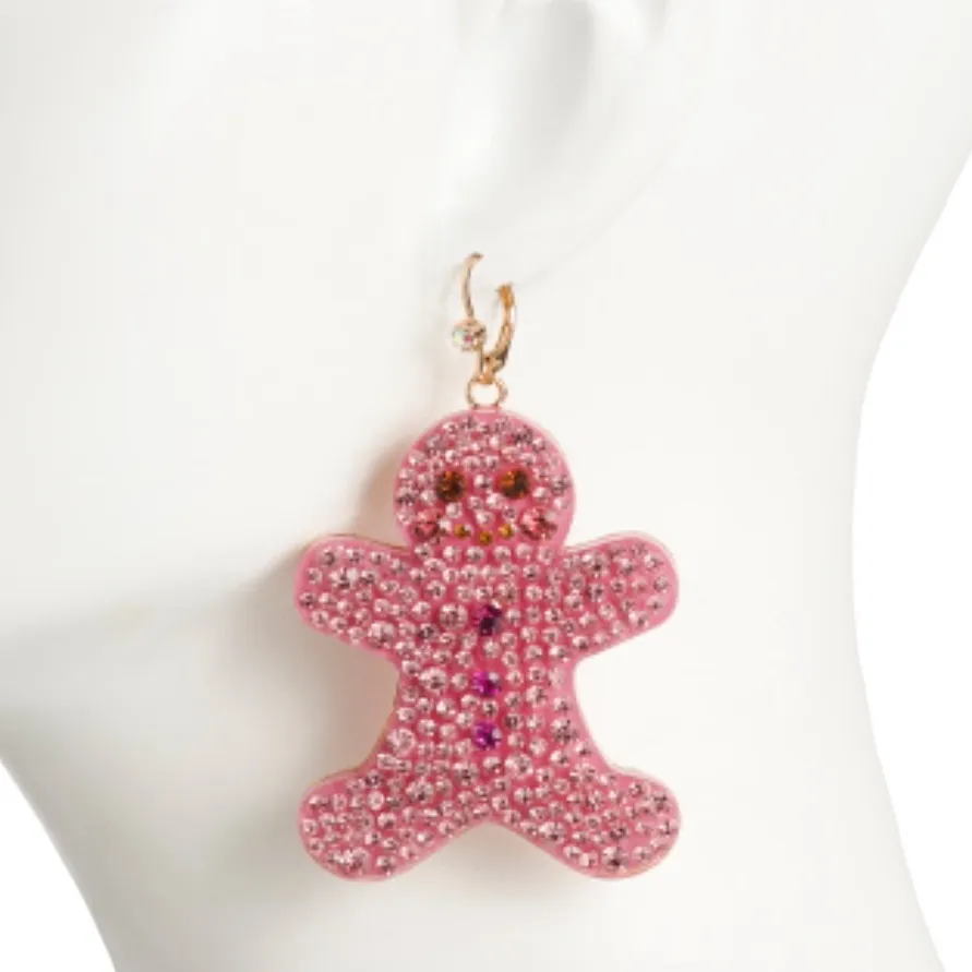 Betsey Johnson Pink Crystal Gingerbread Earrings - Image 3