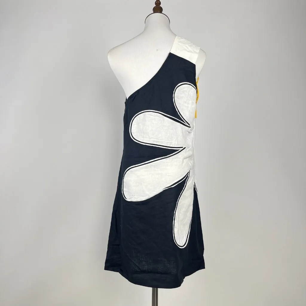 NWOT Farm Rio x Anthropologie One-Shoulder Linen Blend Flower Mini Dress XSP - Image 5