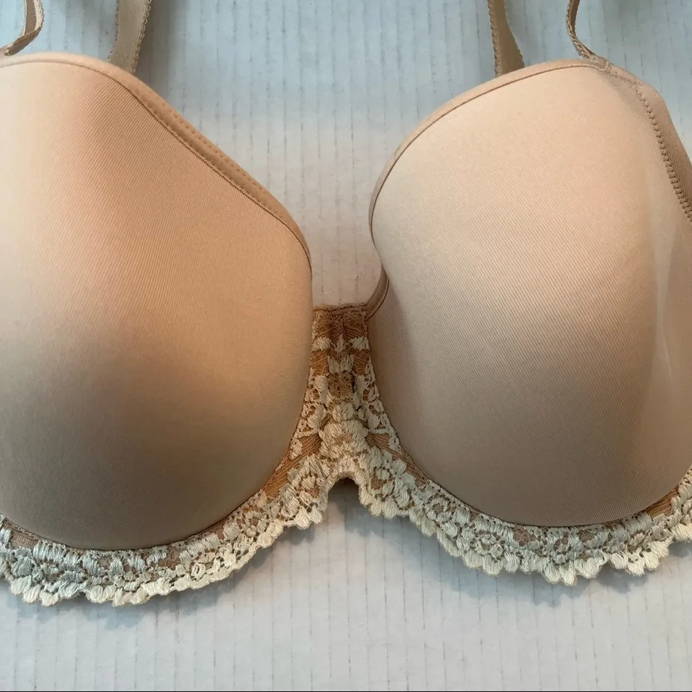 Wacoal Bra Embrace Lace T-Shirt Bra in Sand/Ivory Sz 34DD/34E EUC Style #853191 - Image 3