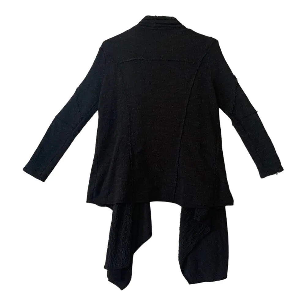 Free People womens small in the loop black cardigan oversized boho raw grunge hi - Image 2