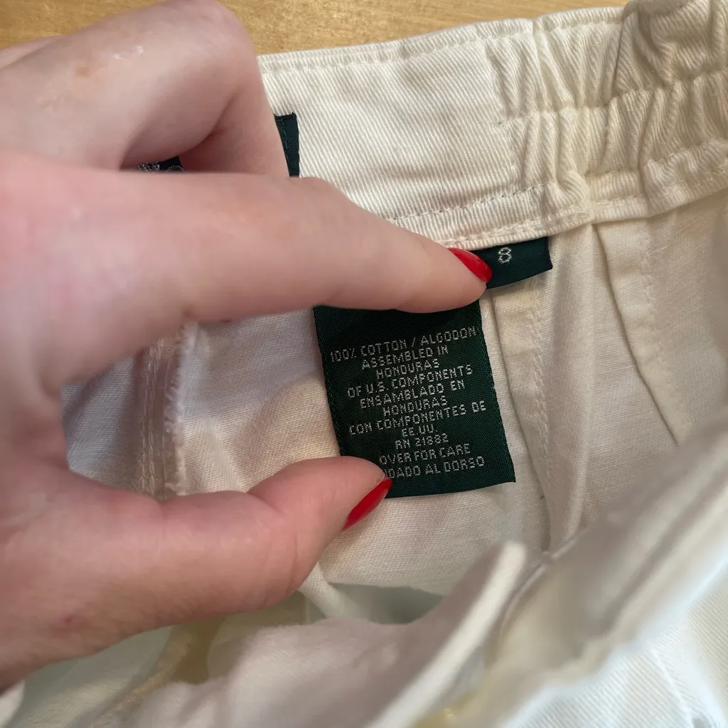 Hunt Club Vintage High Rise Ivory Cotton Trouser Shorts - Image 4