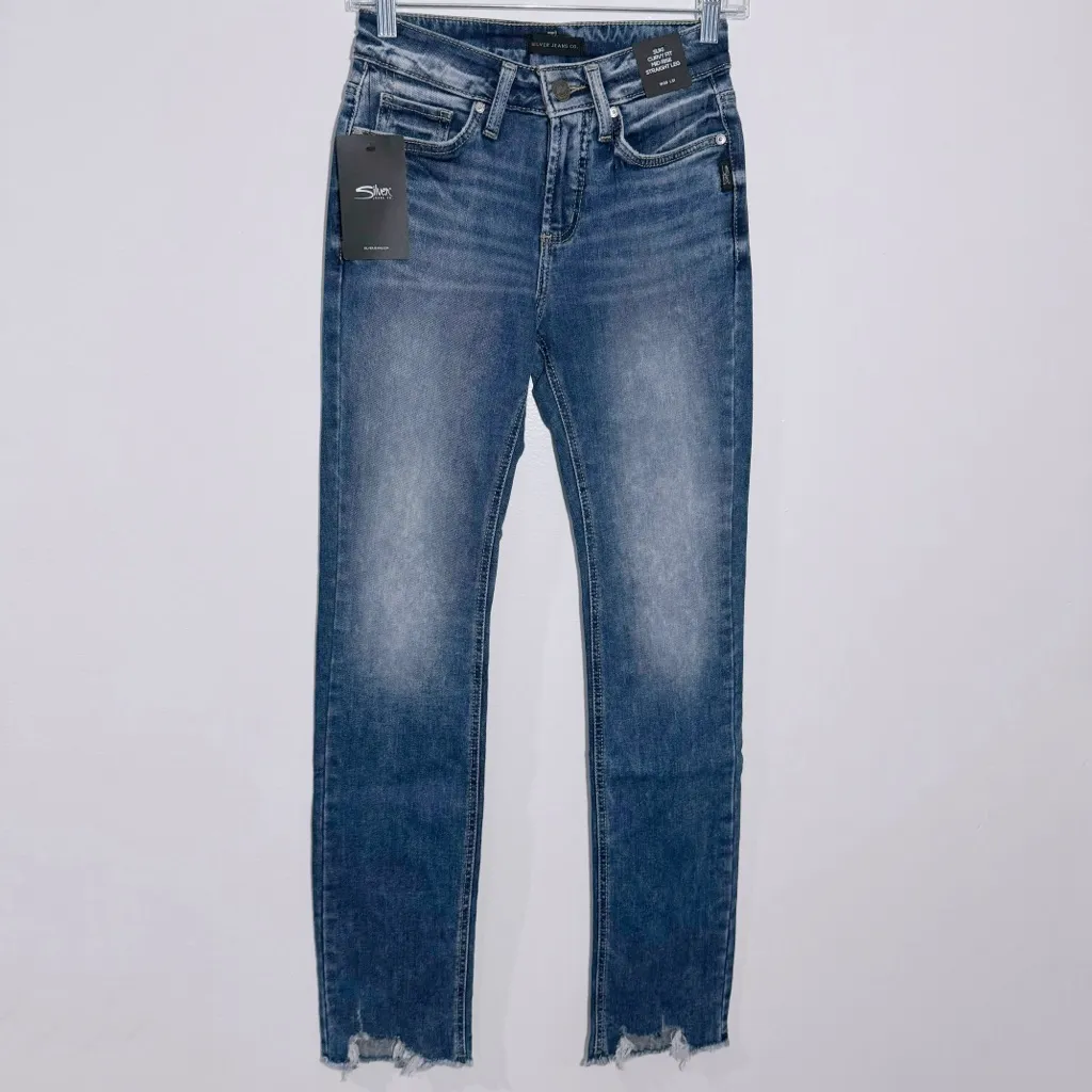 NWT Buckle Silver Jeans Curvy Suki Mid‎ Rise Straight Leg Jeans Indigo Size 25 - Image 3