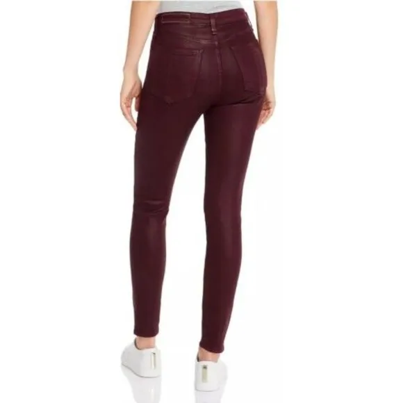 Rag & Bone Nina High Rise Ankle Skinny Coated Wine Red Skinny Jeans 27 - Image 5