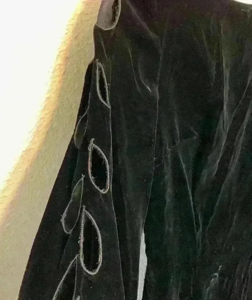 Anita modes velvet sexy black dress sz XS open back cut outs high neck knee - Image 7