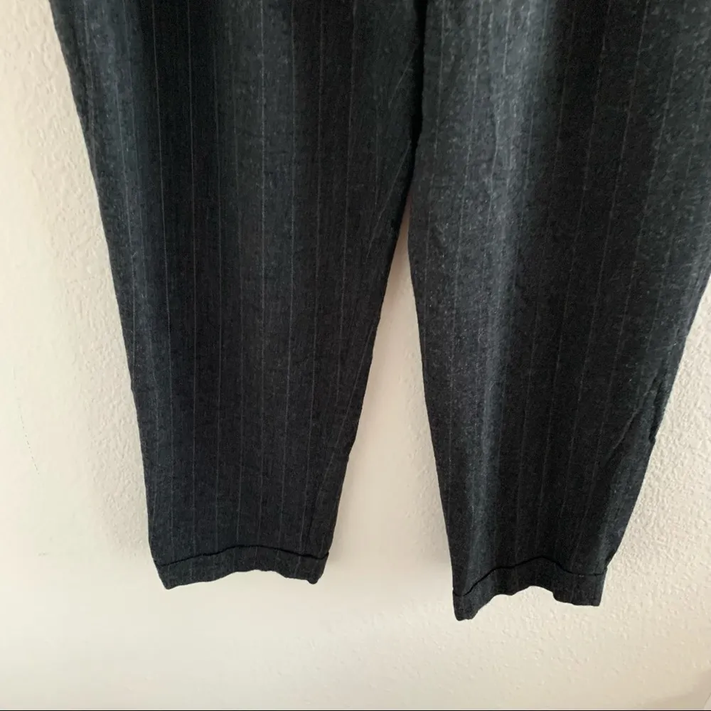 Zara Woman Pin Striped Cuffed Leg Textured Pants Career Work Trouser Large - Image 4